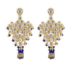 Tehzeeb Creations Traditional Gold-Polished Designer Blue Color Dulhan Choker Kundan Bridal Set