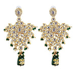 Tehzeeb Creations Traditional Gold-Polished Designer Blue Color Dulhan Choker Kundan Bridal Set
