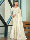 Stylee Lifestyle Cream Silk Blend Embellished Saree - Distacart