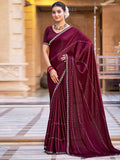 Stylee Lifestyle Maroon Shimmer Chiffon Embellished Saree - Distacart