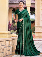 Stylee Lifestyle Green Shimmer Chiffon Embellished Saree - Distacart