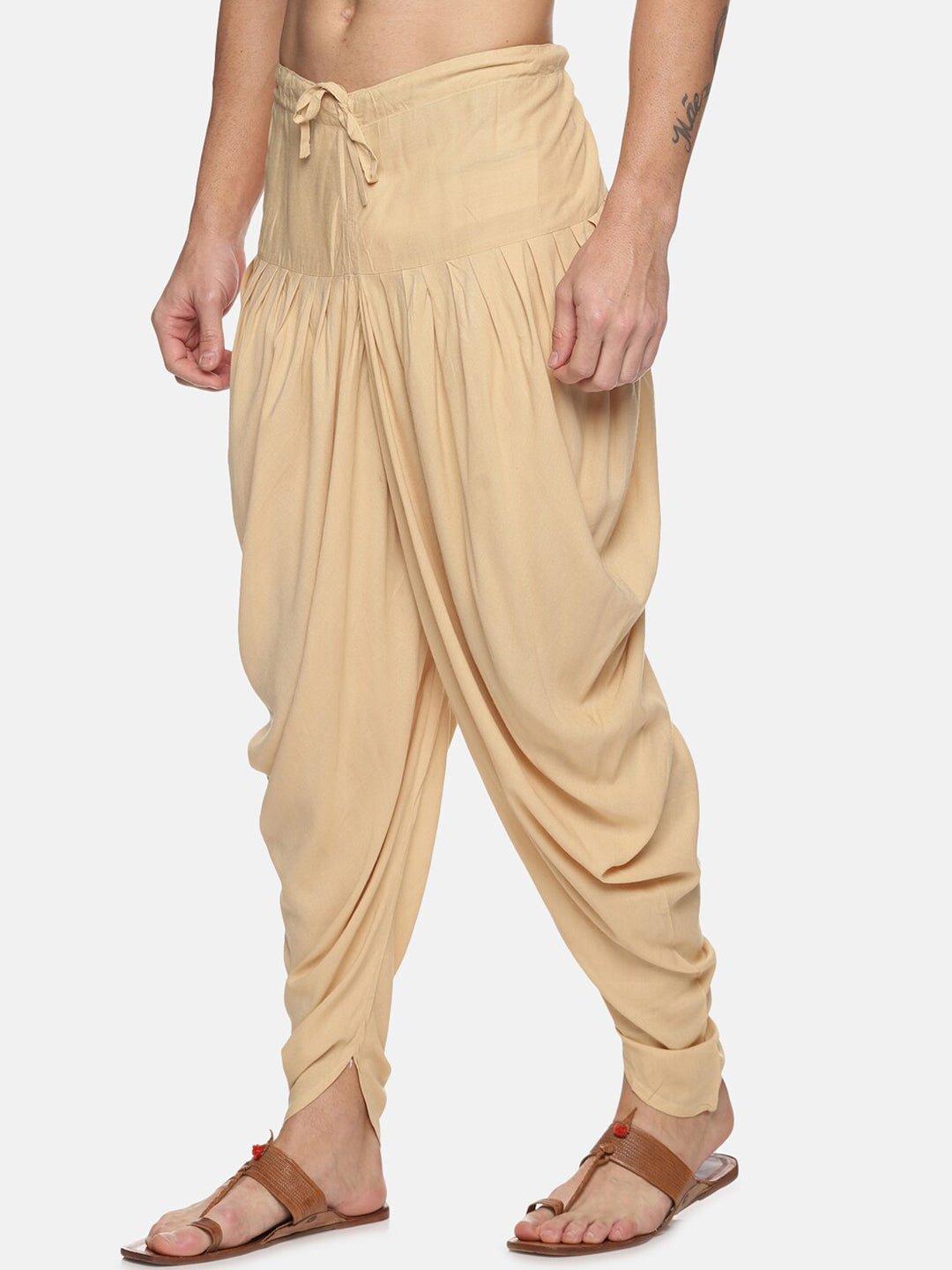 Sethukrishna Beige Solid Dhoti Pant For Men - Distacart