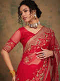 Sangria Ethnic Motifs Embroidered Net Saree - Distacart