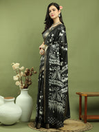 Stylee Lifestyle Black Silk Blend Zari Saree - Distacart
