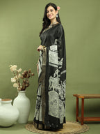 Stylee Lifestyle Black Silk Blend Zari Saree - Distacart