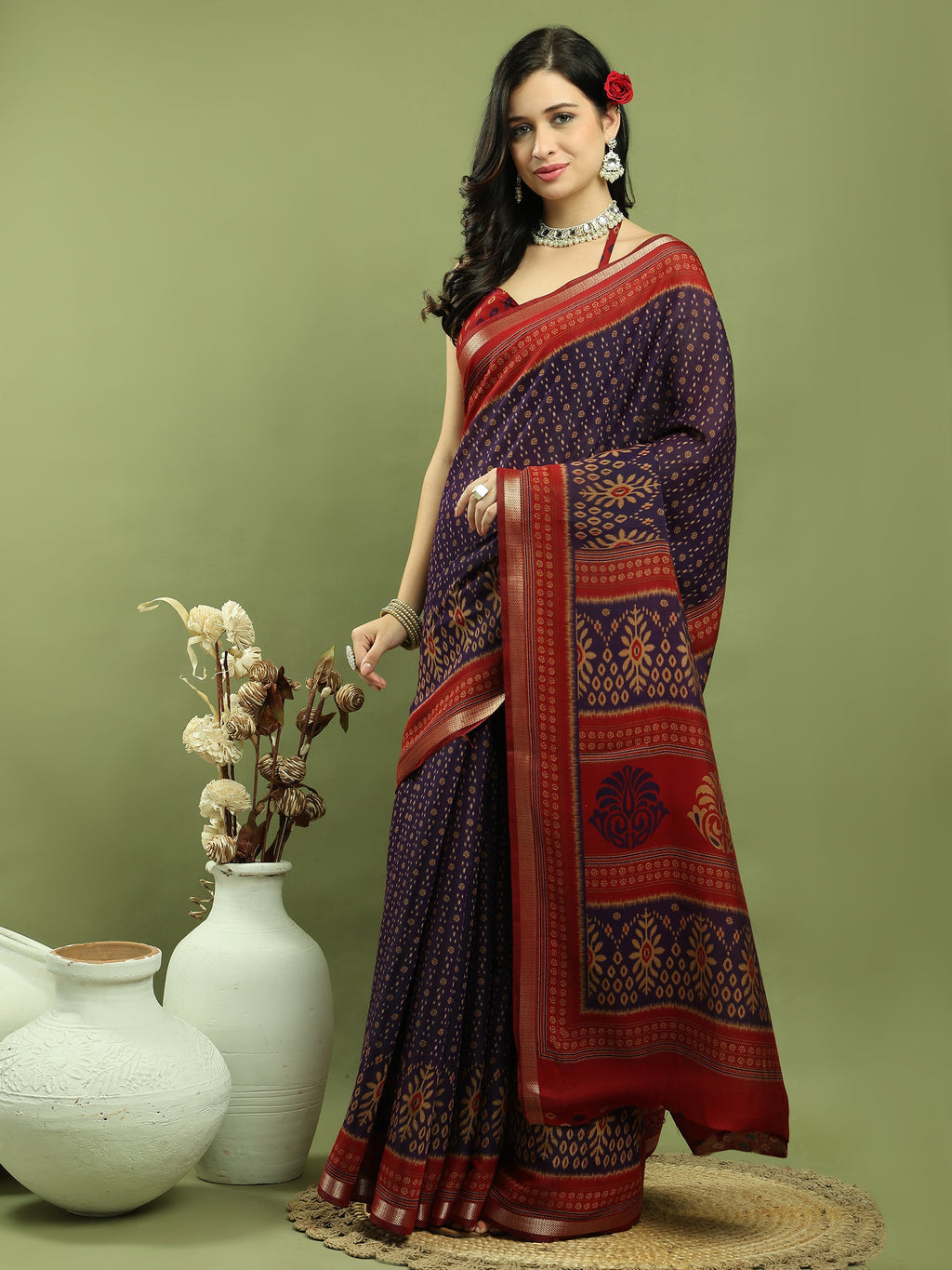 Stylee Lifestyle Violet Silk Blend Zari Saree - Distacart