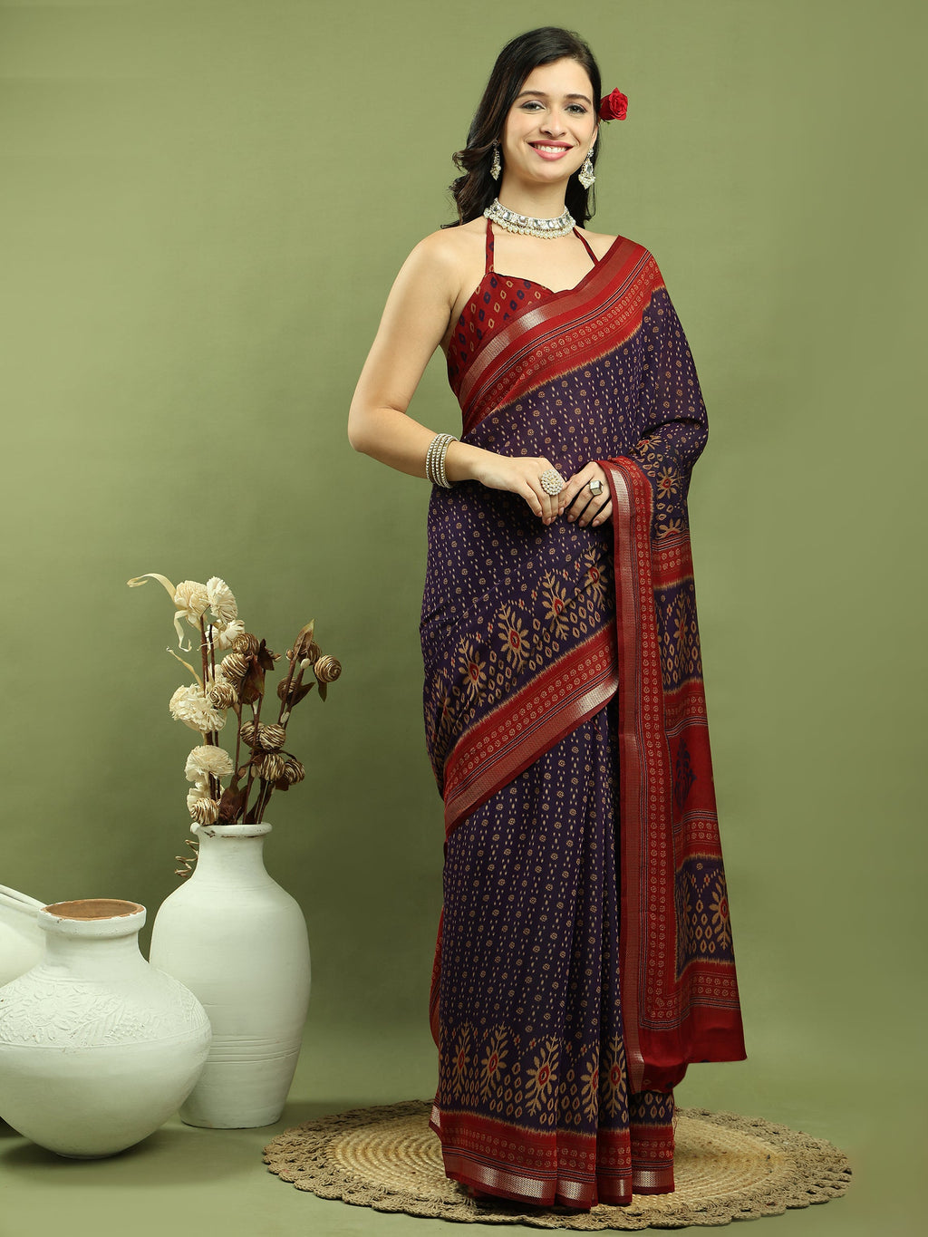 Stylee Lifestyle Violet Silk Blend Zari Saree - Distacart