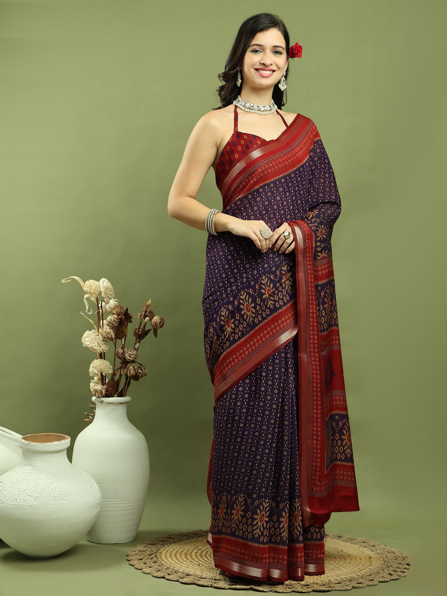 Stylee Lifestyle Violet Silk Blend Zari Saree - Distacart
