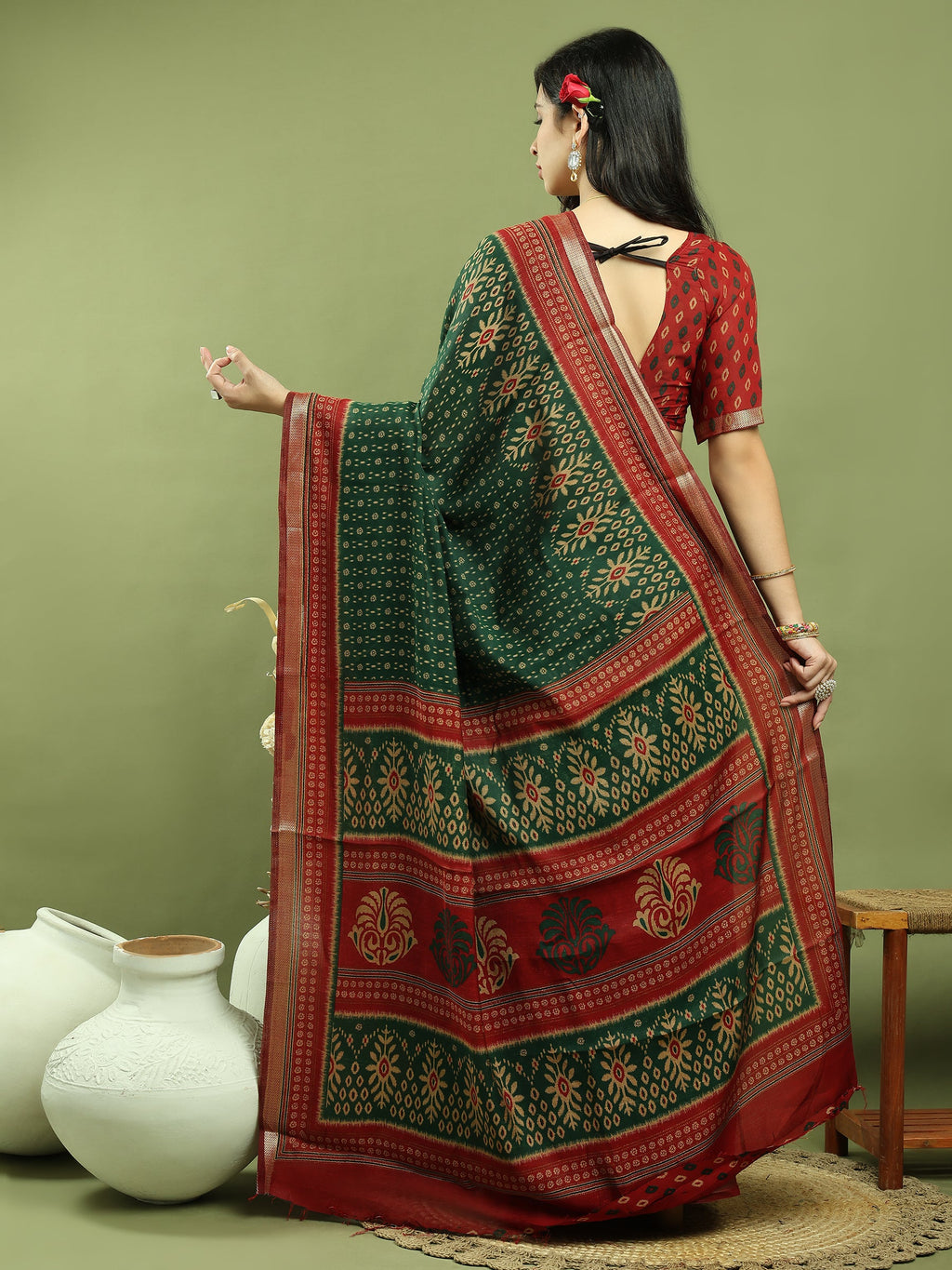 Stylee Lifestyle Green Silk Blend Zari Saree - Distacart