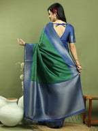 Stylee Lifestyle Green Silk Blend Zari Saree - Distacart