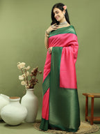 Stylee Lifestyle Pink Silk Blend Zari Saree - Distacart