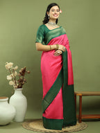 Stylee Lifestyle Pink Silk Blend Zari Saree - Distacart
