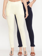 TAG 7 Pack of 2 Navy Blue & Cream-Coloured Ankle-Length Leggings