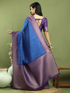 Stylee Lifestyle Blue Silk Blend Zari Saree - Distacart
