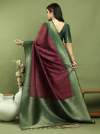 Stylee Lifestyle Burgundy Silk Blend Zari Saree - Distacart