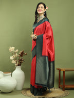 Stylee Lifestyle Red Silk Blend Zari Saree - Distacart