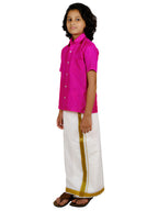 Sethukrishna Boys Pink Shirt With Dhoti