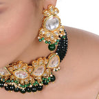 Tehzeeb Creations Back Meenakari Gold-Polished Tika Earring Jewellery Set Uncut Kundan Big Faux Kundan Dibbi Kundan Choker Necklace Set