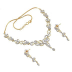 Tehzeeb Creations Gold-Polished American Diamond (AD) White Color Pendant Set for Girls & Women