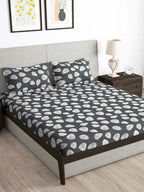 Story@home Arena Grey & White Floral Printed 180 TC Bedsheet & Pillow Covers - Distacart