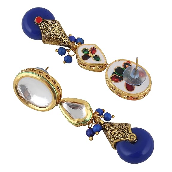 Tehzeeb Creations Back Meenakari Gold-Polished Tika Earring Jewellery Set Uncut Kundan Big Faux Kundan Dibbi Kundan Choker Necklace Set