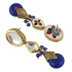 Tehzeeb Creations Back Meenakari Gold-Polished Tika Earring Jewellery Set Uncut Kundan Big Faux Kundan Dibbi Kundan Choker Necklace Set