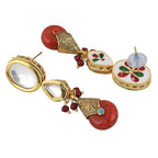 Tehzeeb Creations Back Meenakari Gold-Polished Tika Earring Jewellery Set Uncut Kundan Big Faux Kundan Dibbi Kundan Choker Necklace Set