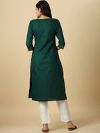 HERE&NOW Green Floral Yoke Design Gotta Patti Kurta