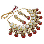Tehzeeb Creations Back Meenakari Gold-Polished Tika Earring Jewellery Set Uncut Kundan Big Faux Kundan Dibbi Kundan Choker Necklace Set