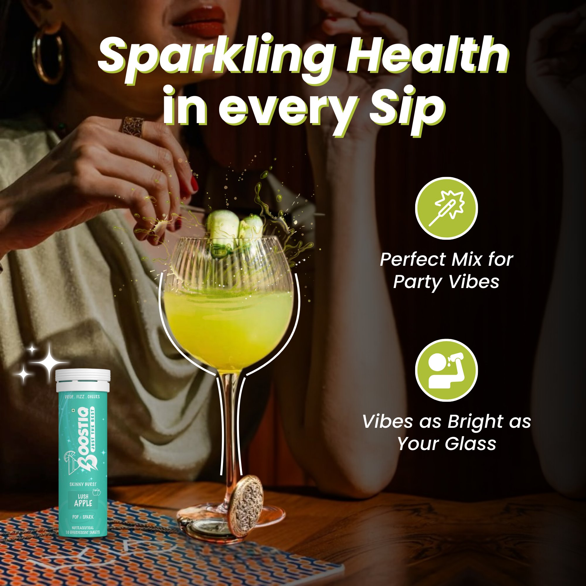 BOOSTIQ Pop & Spark Effervescent Tablets - Lush Apple