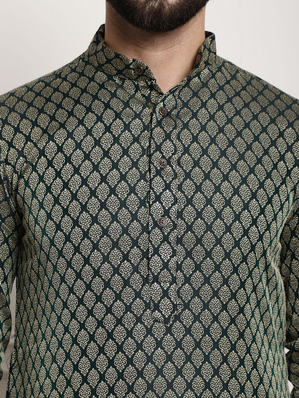 Sojanya Band Collar Ethnic Motifs Woven Design Kurta