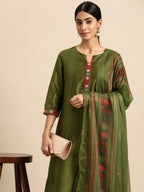 All About You Floral Yoke Design Regular Kurta with Palazzos & Dupatta