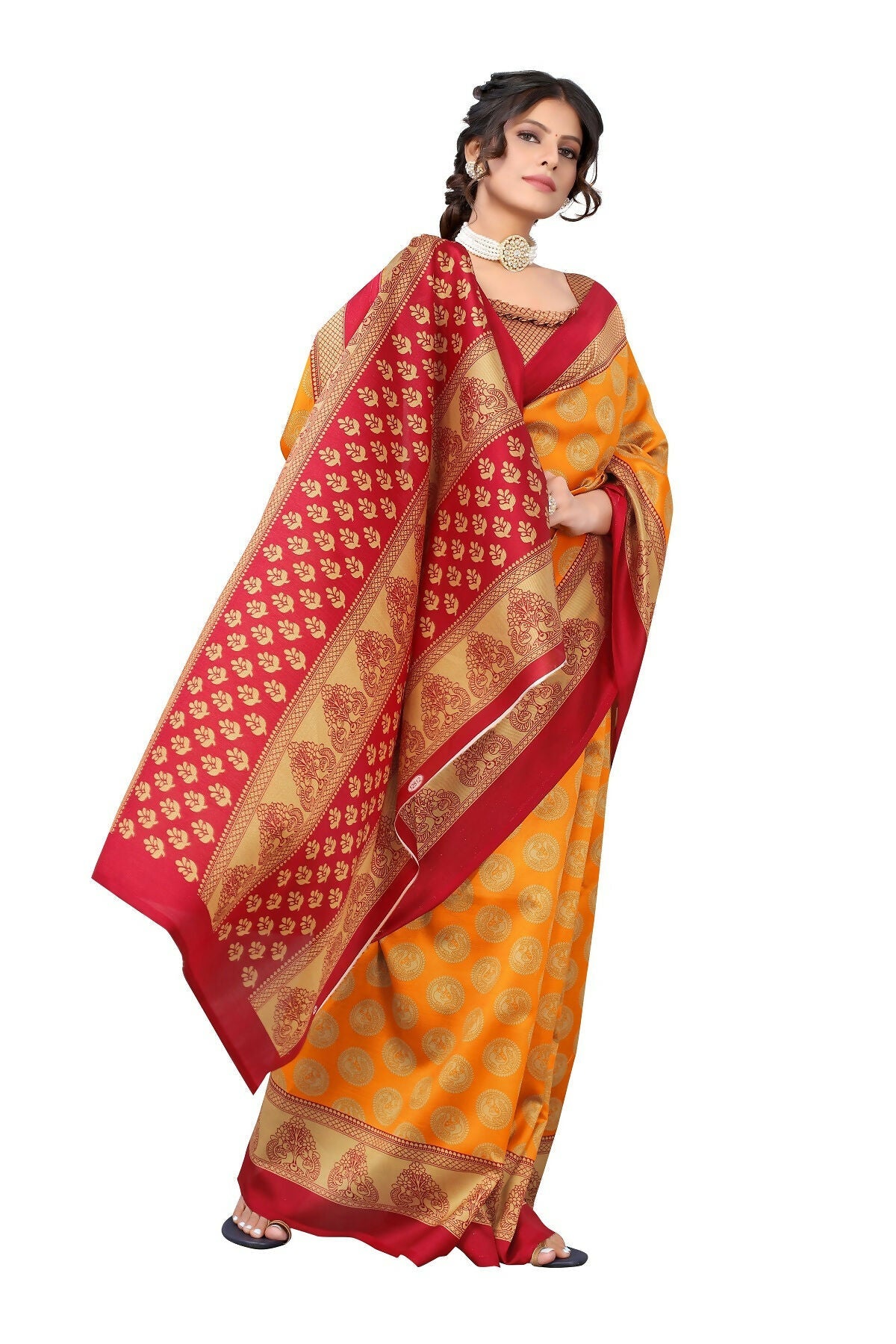 Vamika mustard Printed Art Silk Saree