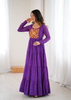Lorenvalley Fashion Women Pure Soft Faux Georgette Leheriya Print Anarkali Gown - Distacart