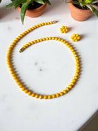 Inhanns Crystal Bloom – Single Line Necklace + Studs - Yellow