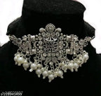 Tehzeeb Creations Women's Silver Colour Necklace With Peacock Design