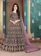 Monjolika Fashion Dark Purple Georgette Embroidered Salwar Kameez - Distacart
