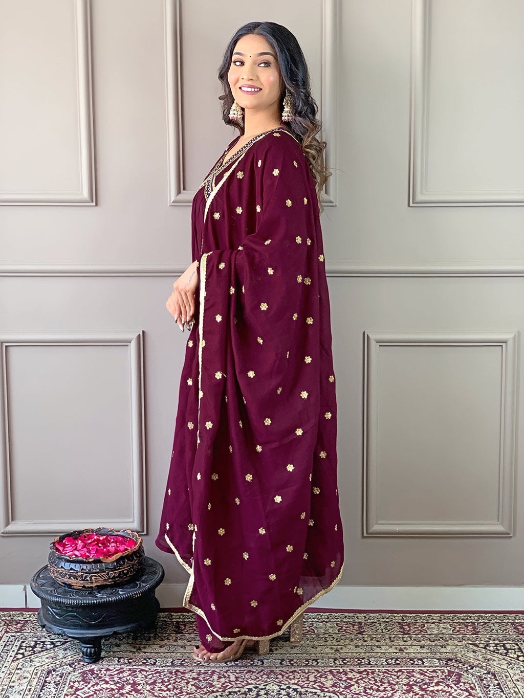 The52 Women's Vichitra Silk Fabric Alia Cut Kurta, Pant and Dupatta Set - Distacart