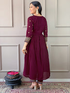 The52 Women's Vichitra Silk Fabric Alia Cut Kurta, Pant and Dupatta Set - Distacart