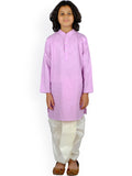 Sethukrishna Boys Purple and White Pure Cotton Kurta with Dhoti Pant