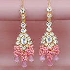 Tehzeeb Creations Meenakari Gold-Polished Pink color Uncut dibbi Kundan Combo Necklace Set