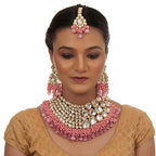 Tehzeeb Creations Meenakari Gold-Polished Pink color Uncut dibbi Kundan Combo Necklace Set