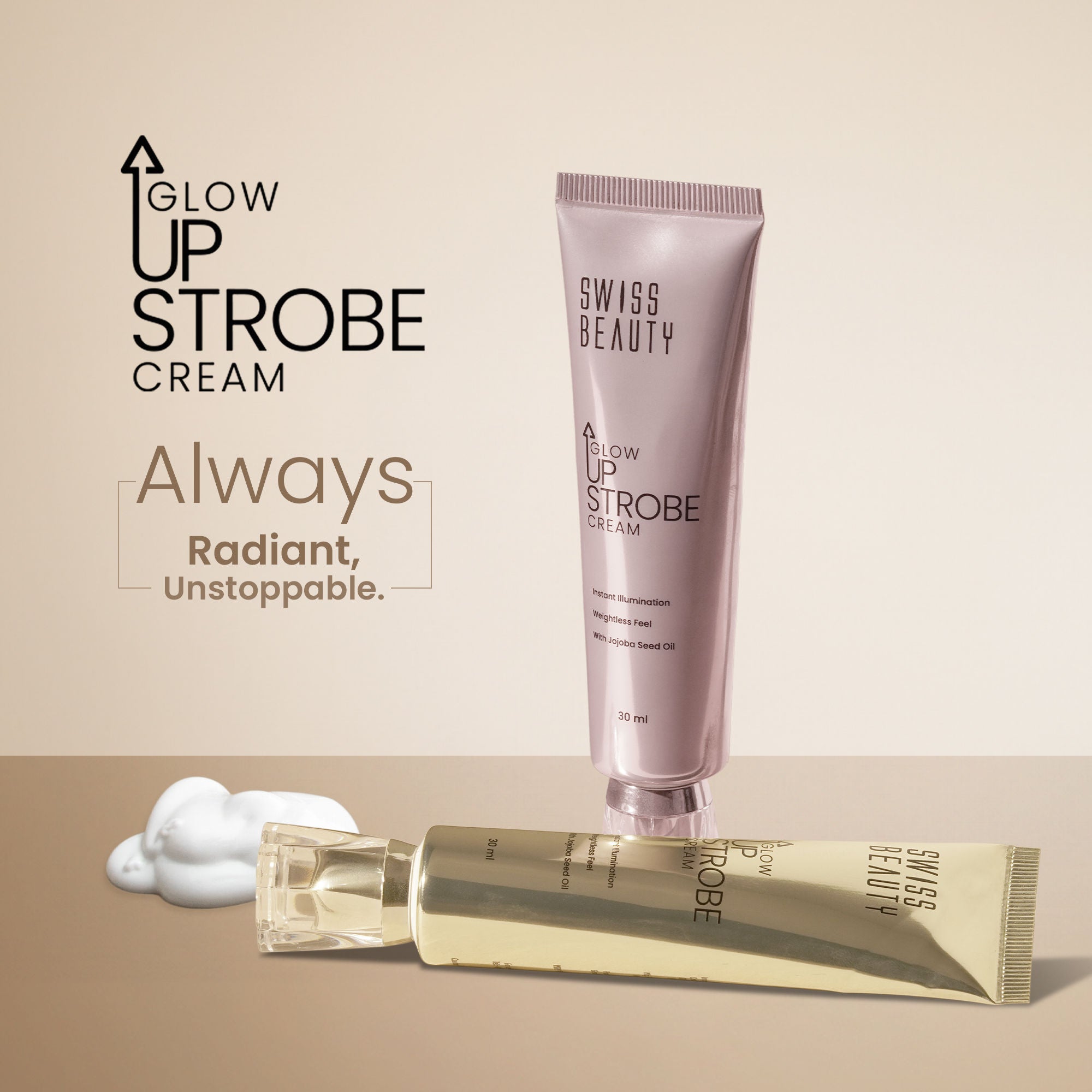 Swiss Beauty Glow Up Strobe Cream, Dewy Radiance, Versatile Use With Jojoba Oil - 1 Pink Twilight - Distacart