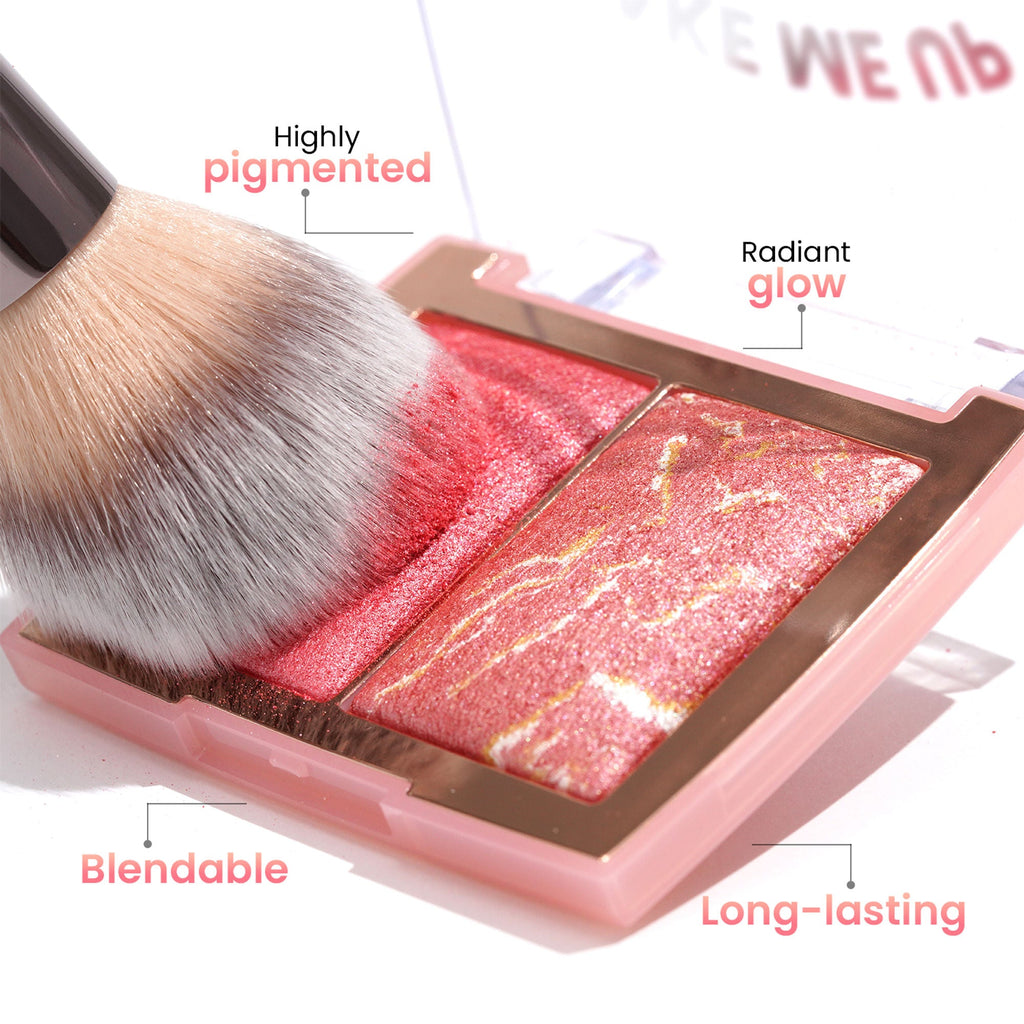 Swiss Beauty Bake Me Up Blush & Highlighter , 2-In-1 Baked Formula, Long-Lasting - Coral Glaze - Distacart