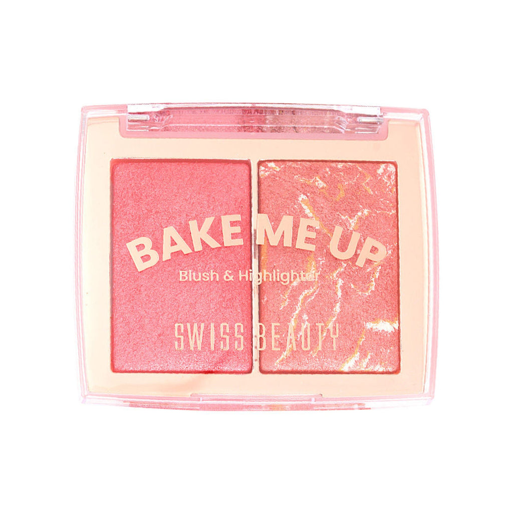 Swiss Beauty Bake Me Up Blush & Highlighter , 2-In-1 Baked Formula, Long-Lasting - Coral Glaze - Distacart