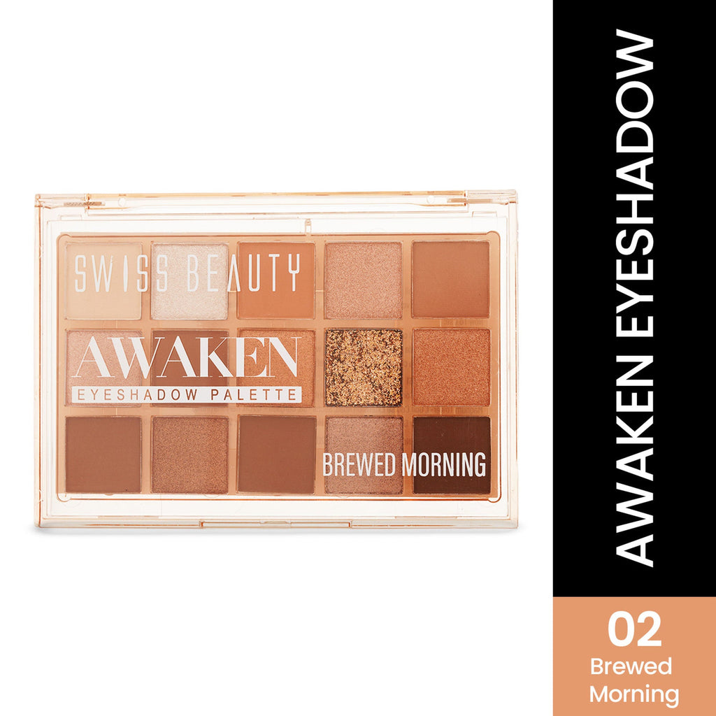 Swiss Beauty Awaken Eyeshadow Palette , Matte + Shimmer Finish , Long-Lasting - Brewed Morning