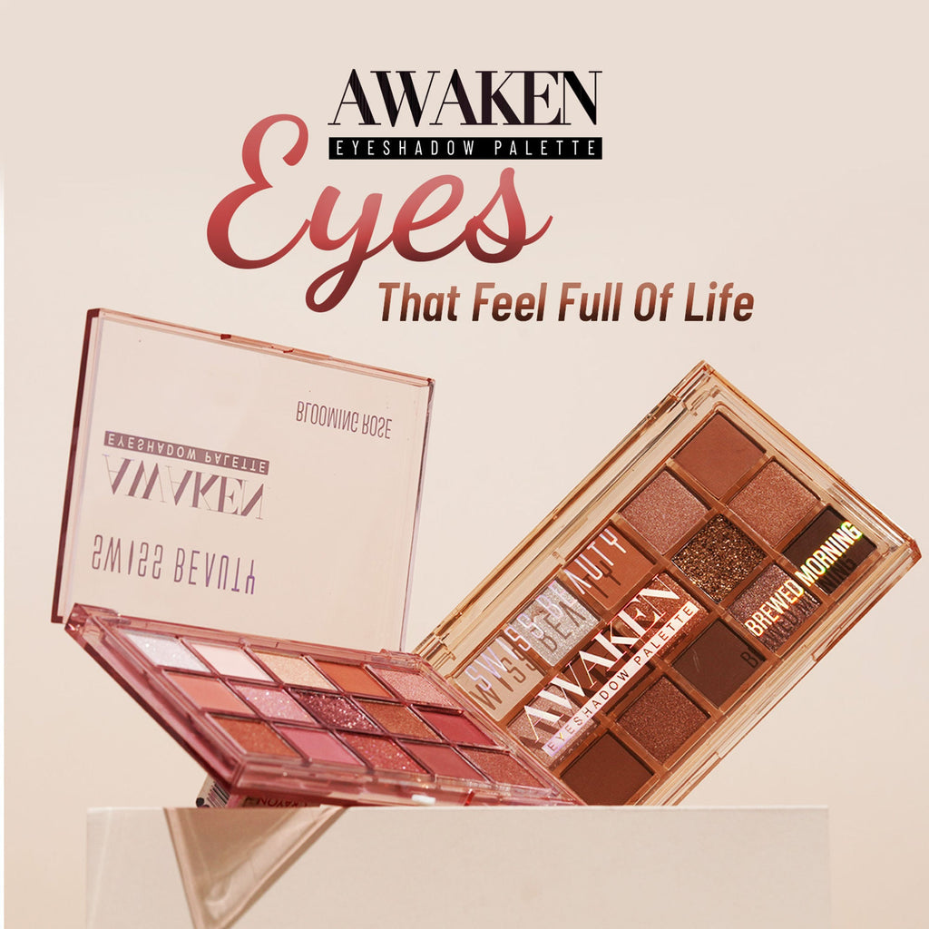 Swiss Beauty Awaken Eyeshadow Palette , Matte + Shimmer Finish , Long-Lasting - Brewed Morning