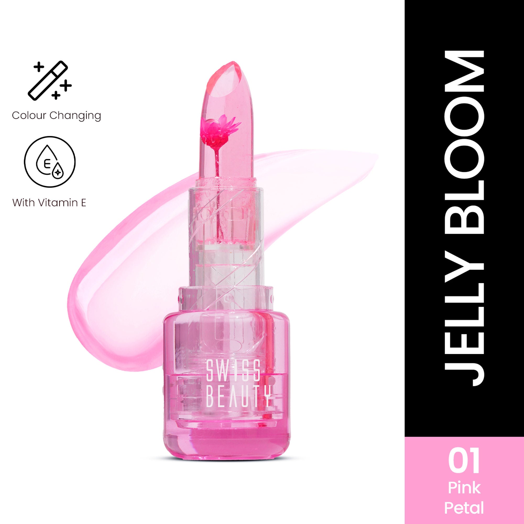 Swiss Beauty Jelly Bloom PH Lip Balm, Colour-Changing Tint, Hydrating With Vitamin E - Distacart