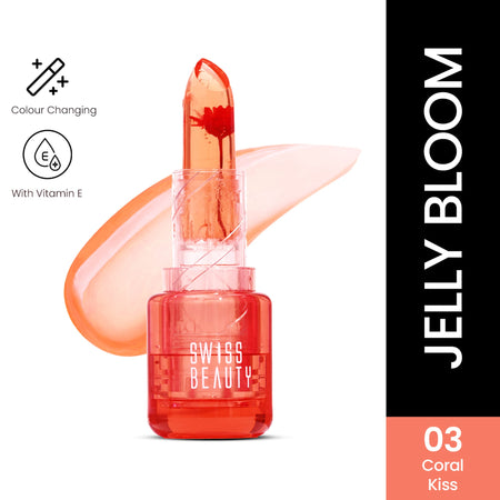Swiss Beauty Jelly Bloom PH Lip Balm, Colour-Changing Tint, Hydrating With Vitamin E