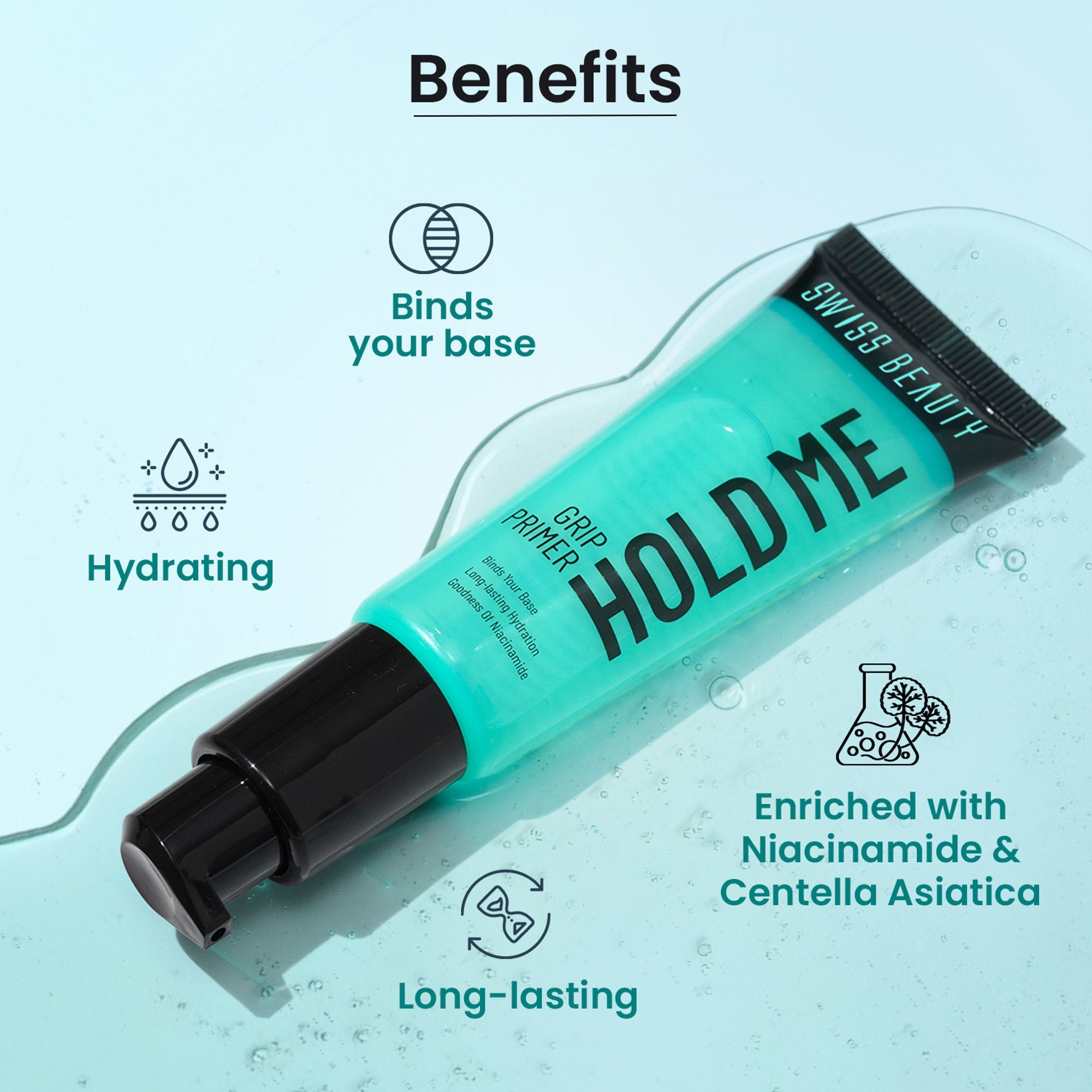 Swiss Beauty Hold Me Grip Primer Grippy Gel Formula , Enriched with Niacinamide & Centella - Distacart